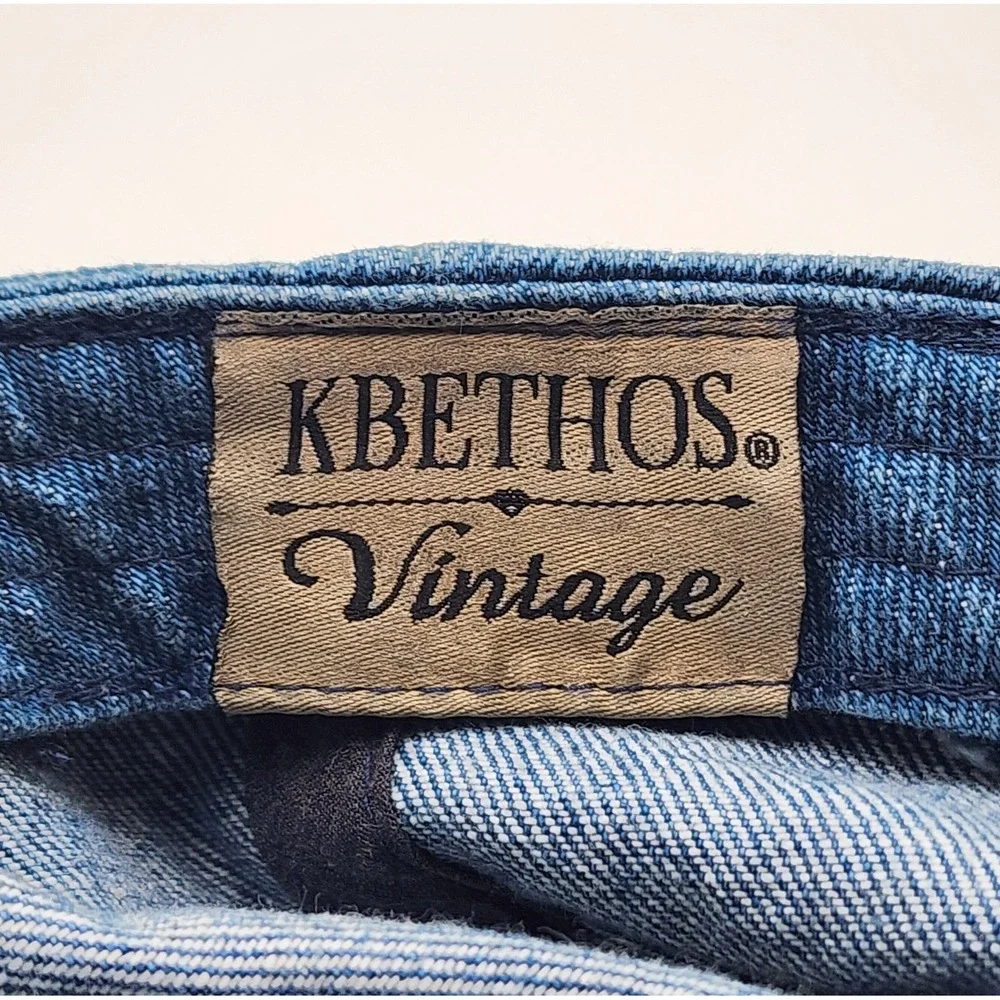 KB ETHOS VINTAGE DENIM DISTRESSED TRUCKER BASEBALL HAT CAP BULL SKULL PATCH